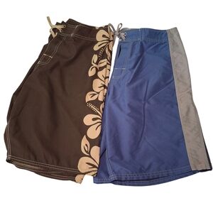 Crazy Shirt Hawai's Original Men's Board Shorts Lot Of 2 Size 32 Blue/Gray Brown